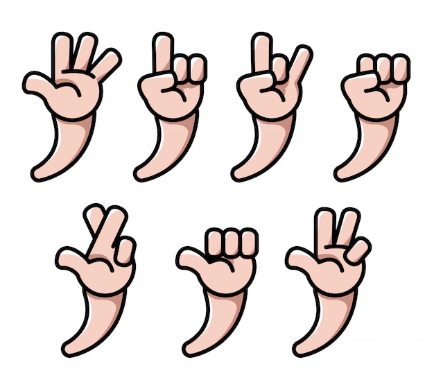 Vector four finger cartoon hand