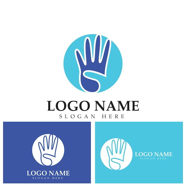 Four finger hand gesture logo vector icon