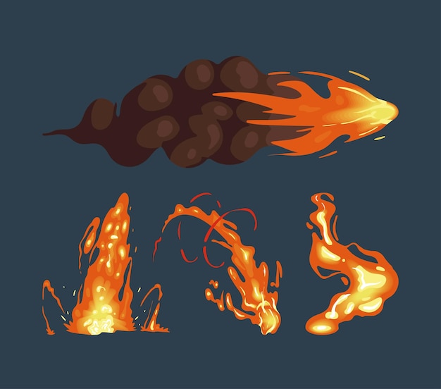 Four fires flames icons