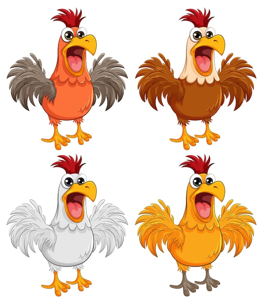 Vector four freaking out chickens