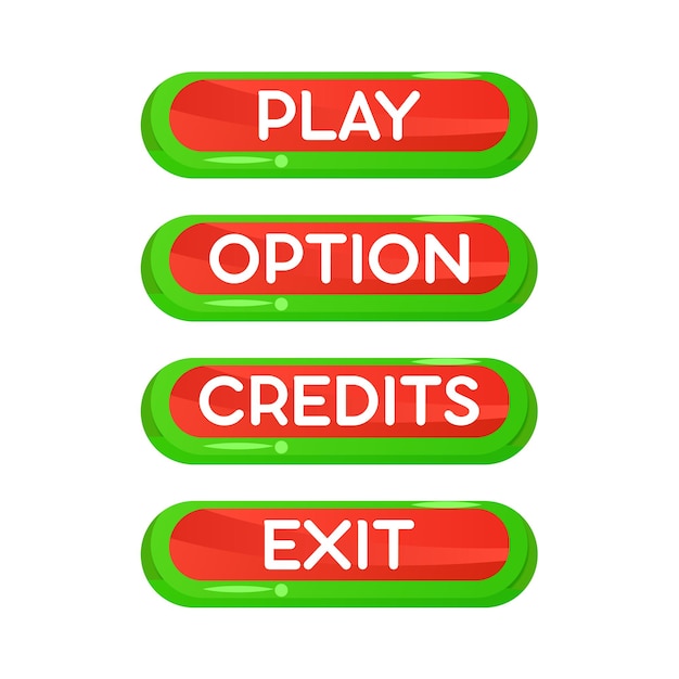 Vettore quattro pulsanti di gioco quattro icone di gioco