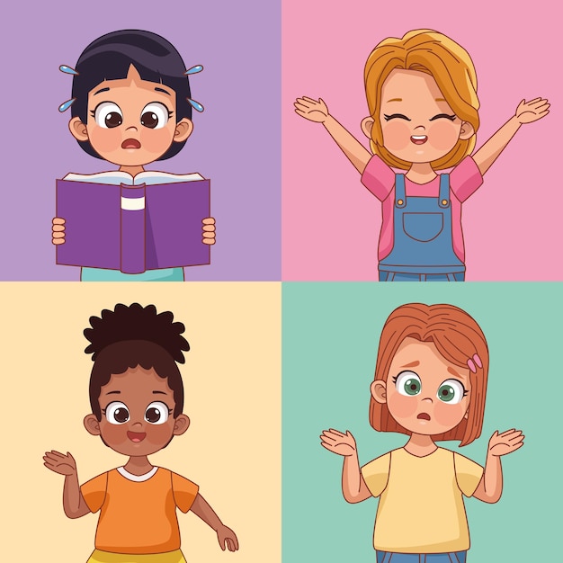 4人の女の子のキャラクター