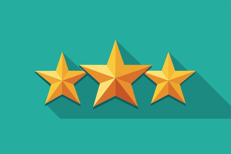 Vector four gold stars with one that says quot five quot on the bottom