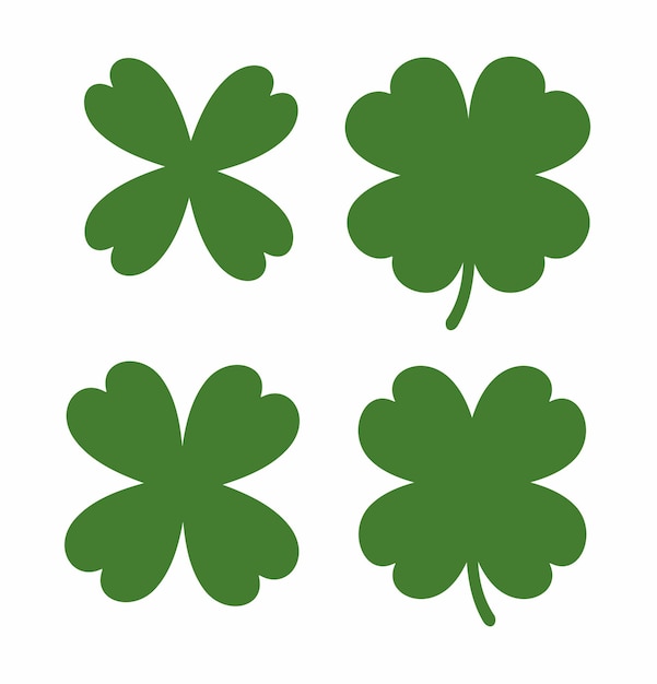 Four green clovers on a white background