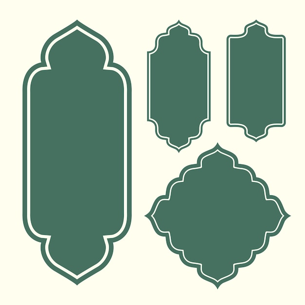Vector four green islamic shape collection
