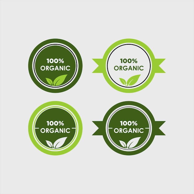 Four green organic stamp sticker template