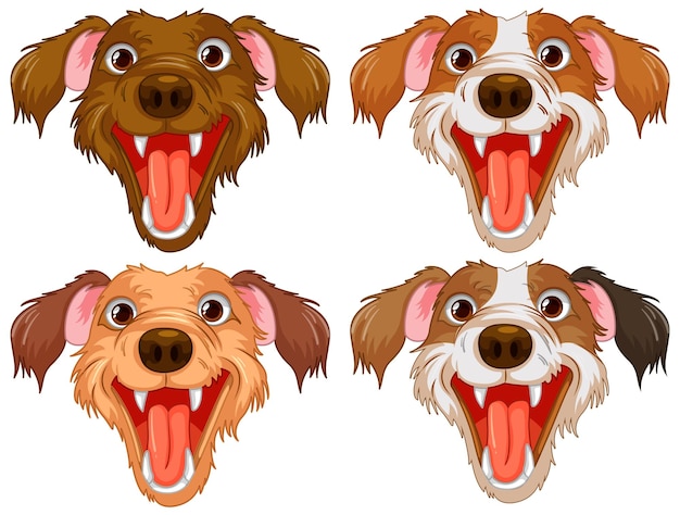 Four Happy Dogs with Open Mouths