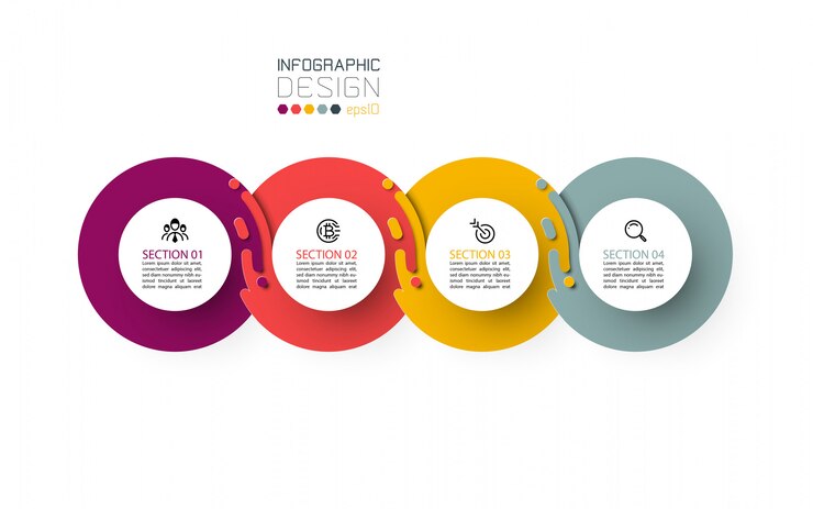 Premium Vector | Four harmonious circle infographics.