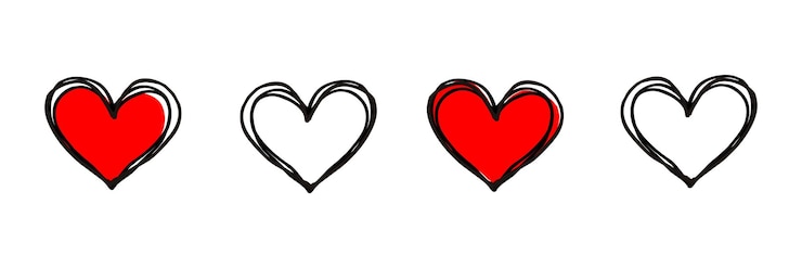 FOUR HEARTS WHITE AND RED COLOR