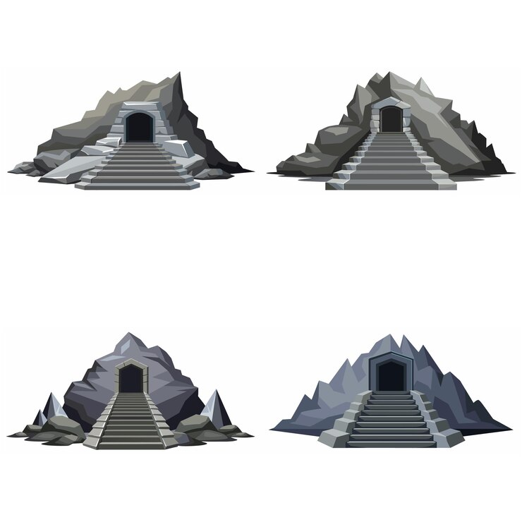 Vector ピラミッドが描かれた山の4つの画像