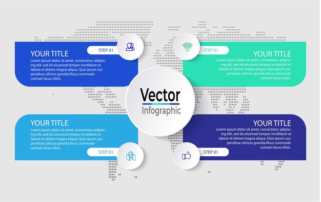 4 개의 인포 그래픽 요소 템플릿