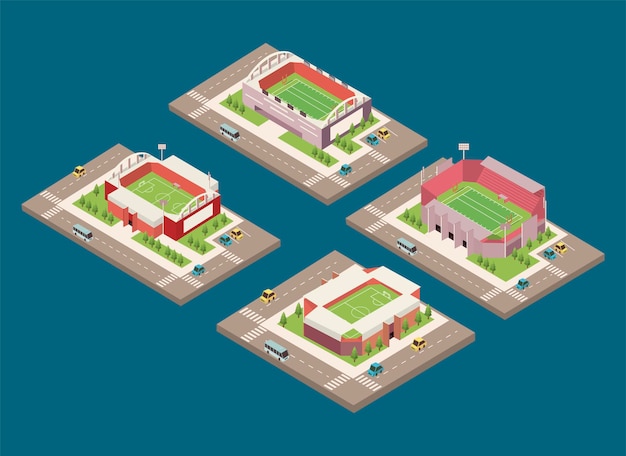 Four isometric stadiums