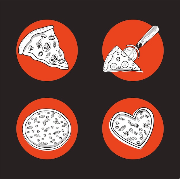 Four italian pizza icons