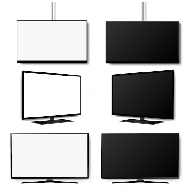 Four K Monitor Led Tv Set White Background