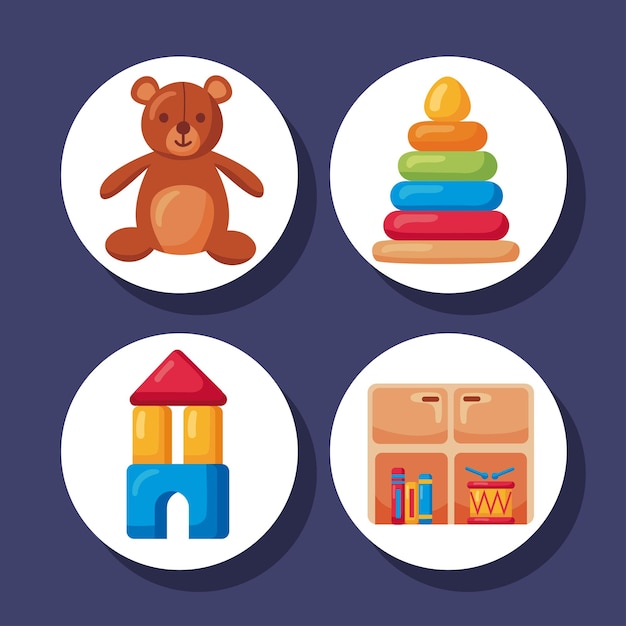 Four kindergarten school icons