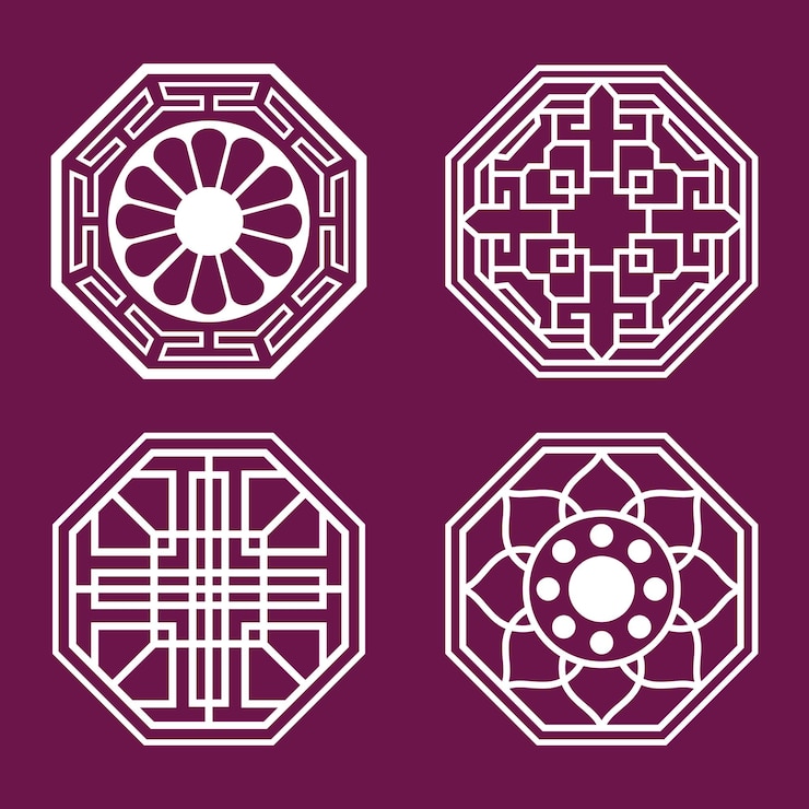 Vector four korean style patterns set