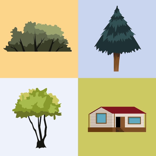 Vector four landscape nature icons