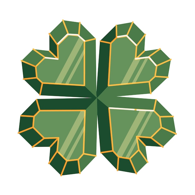 four leaf clover gem green flat style st patricks day illustration