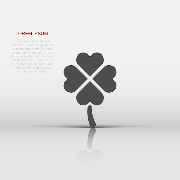 Vector four leaf clover icon in flat style st patricks day vector illustration on white isolated background flower shape business concept