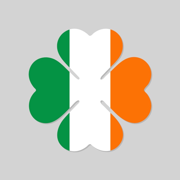 Vector four leaf clover leaf in irish flag colors st patrick day symbol simple vector design element