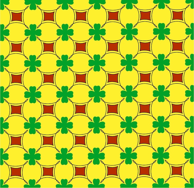 Four leaf clover pattern in yellow background vector design