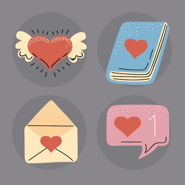 Vector four love patches icons