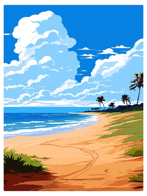 Vettore four mile beach australia poster di viaggio vintage souvenir cartolina ritratto pittura illustrazione wpa