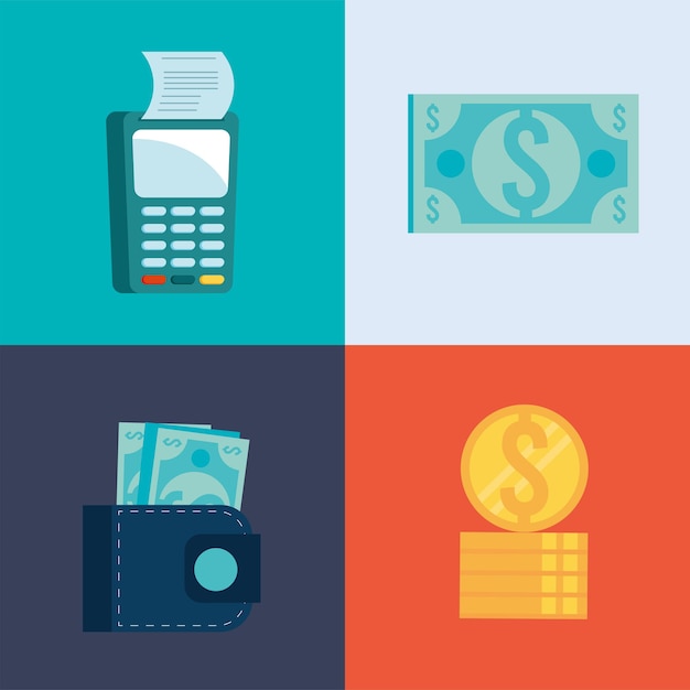 Four mobile transaction icons