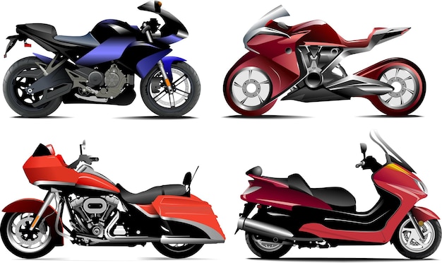 Four modern motorcycle Vector illustration