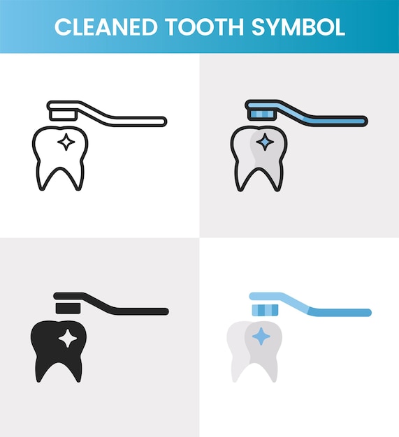 Four modern view looks in a dental logo design dental symbol dental icon template set