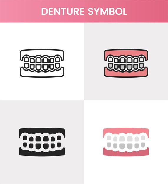 Four modern view looks in a dental logo design dental symbol dental icon template set