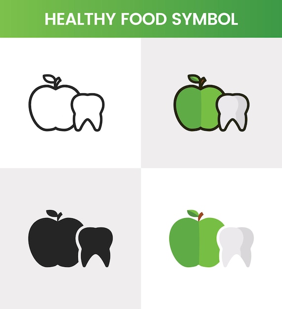 Four modern view looks in a dental logo design dental symbol dental icon template set