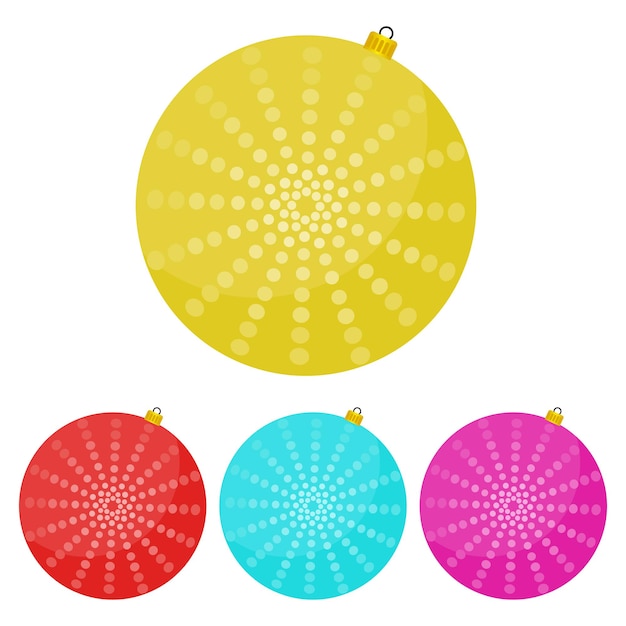 Four multi colored Christmas balls on a white background Vector illustration.