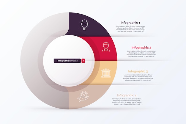 Vettore illustrazione vettoriale di un grafico infografico a quattro cicli di opzioni