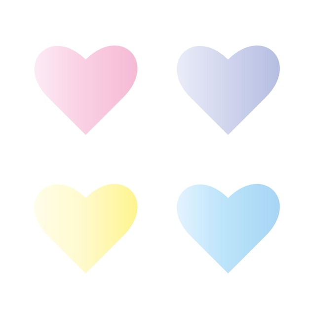 Four pastel hearts on a white background