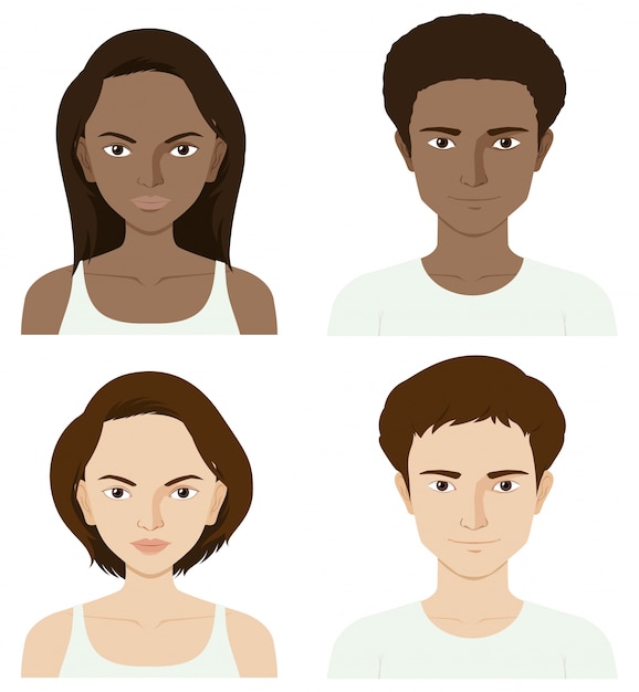 Vector four people with skin problem