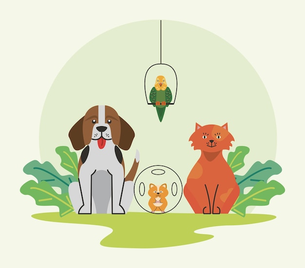 Vector four pets characters