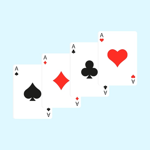 Four playing cards playing card suits icon set
