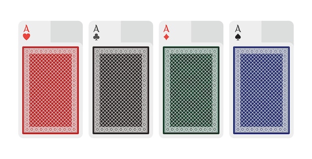 Vector four playing cards that are covered with the ace position are under the closed back of the cards.