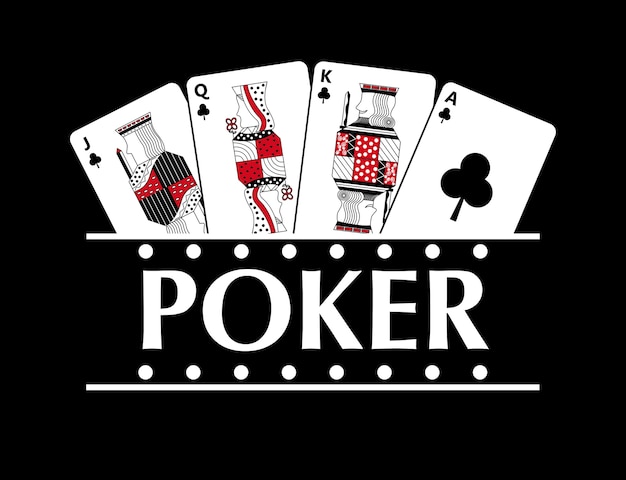 Vector four playing clubs cards poker banner