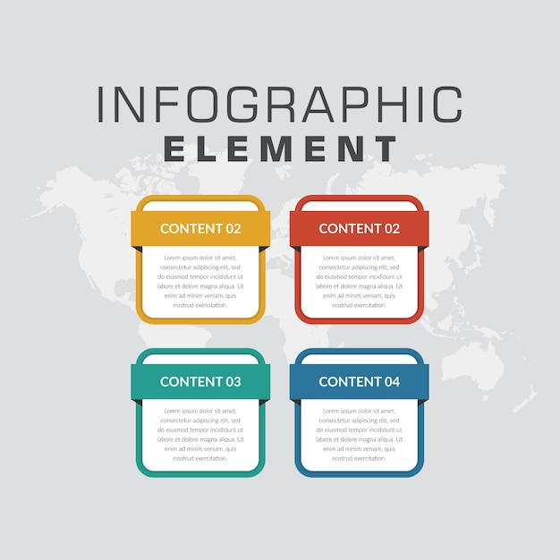 4 포인트 다채로운 Infographic 요소 비즈니스 프로세스
