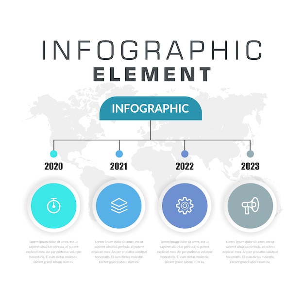 아이콘이있는 4 포인트 Infographic 요소 비즈니스 전략