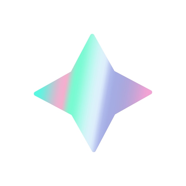 Четырехконечная милая голографическая звезда на белом фоне Голографическая наклейка Y2K fashion