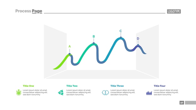 Vector four points of line chart slide template