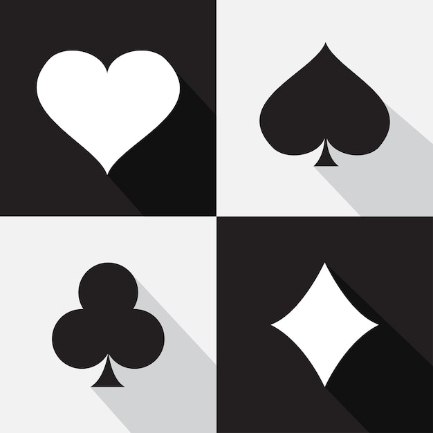 Vector four poker playing cards suits symbols vector illustration