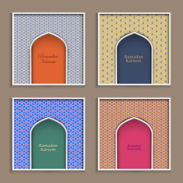 Vector four ramadan kareem greeting card templates