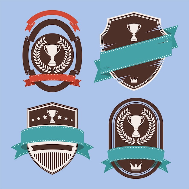 Vector four retro style labels