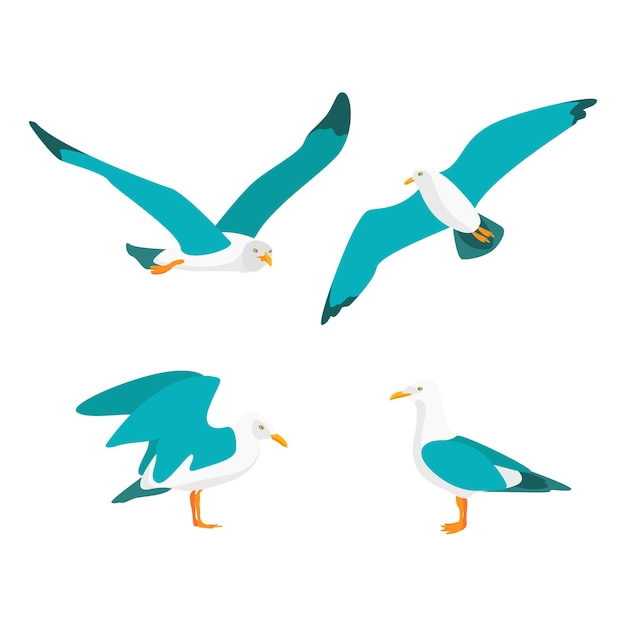 Vector four seagulls