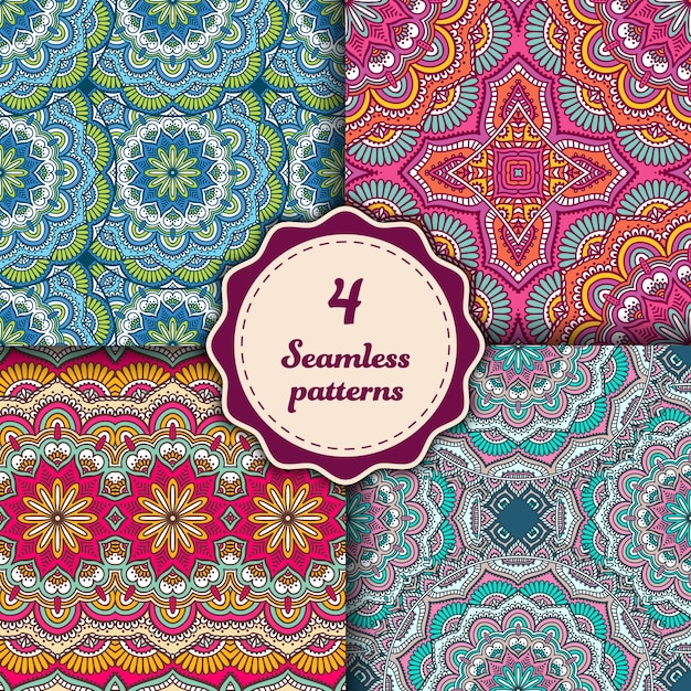 Four seamless mandala patterns