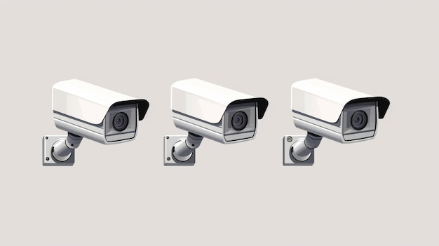 Vector four security cameras are shown with one showing the number 3